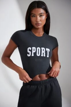 Cap Sleeve Baby Tee In Black -Core Fit Shop BT0834 4 Next Level Black Baby Tee Shirt