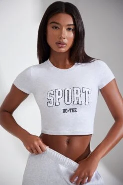 Cap Sleeve Baby Tee In Heather Grey -Core Fit Shop BT0834 5 Next Level Marl Grey Top