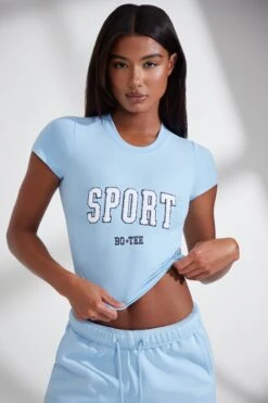 Cap Sleeve Baby Tee In Baby Blue -Core Fit Shop BT0834 6 Next Level Light Blue Tshirt