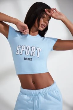 Cap Sleeve Baby Tee In Baby Blue -Core Fit Shop BT0834 7 Next Level Light Blue Tshirt