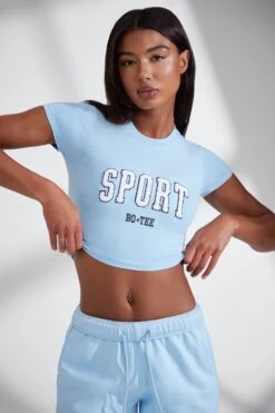 Cap Sleeve Baby Tee In Baby Blue -Core Fit Shop BT0834 8 Next Level Light Blue Tshirt