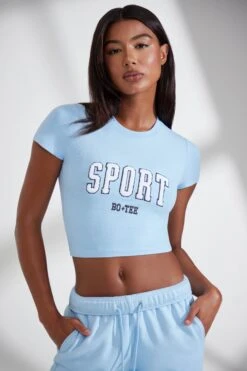 Cap Sleeve Baby Tee In Baby Blue