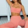 Twisted Multi Strap Sports Bra In Pink -Core Fit Shop BT579 5 Salmon Sports Bra