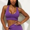 V Neck Sports Bra In Purple -Core Fit Shop Look13 734