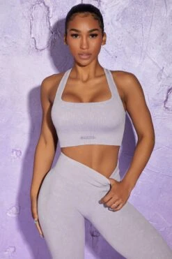Square Neck Sports Bra In Lilac
