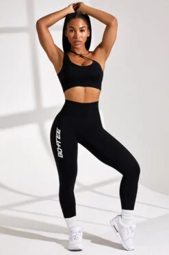 Full Length Seamless Leggings In Black