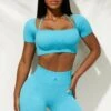 High Waist Biker Shorts In Blue