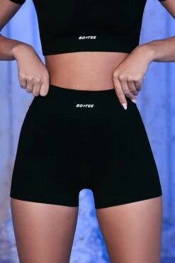 Ribbed Mini Shorts In Black -Core Fit Shop black 12 2