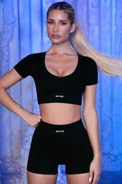 Ribbed Mini Shorts In Black -Core Fit Shop black 13 2