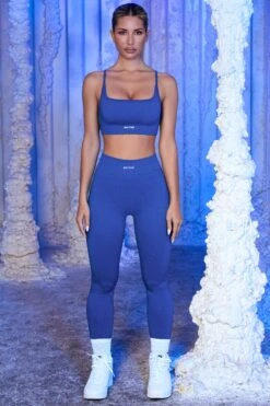 Seamless Full Length Leggings In Blue -Core Fit Shop blue 4 2