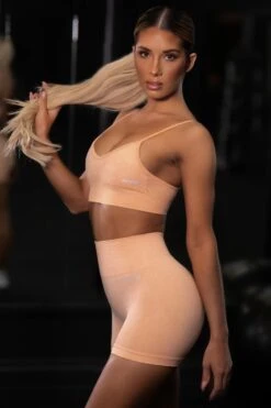 No Limits Seamless High Waisted Shorts In Peach -Core Fit Shop bt0001 bt0002 6 empower no limits peach crop top high waisted shorts workout set 1