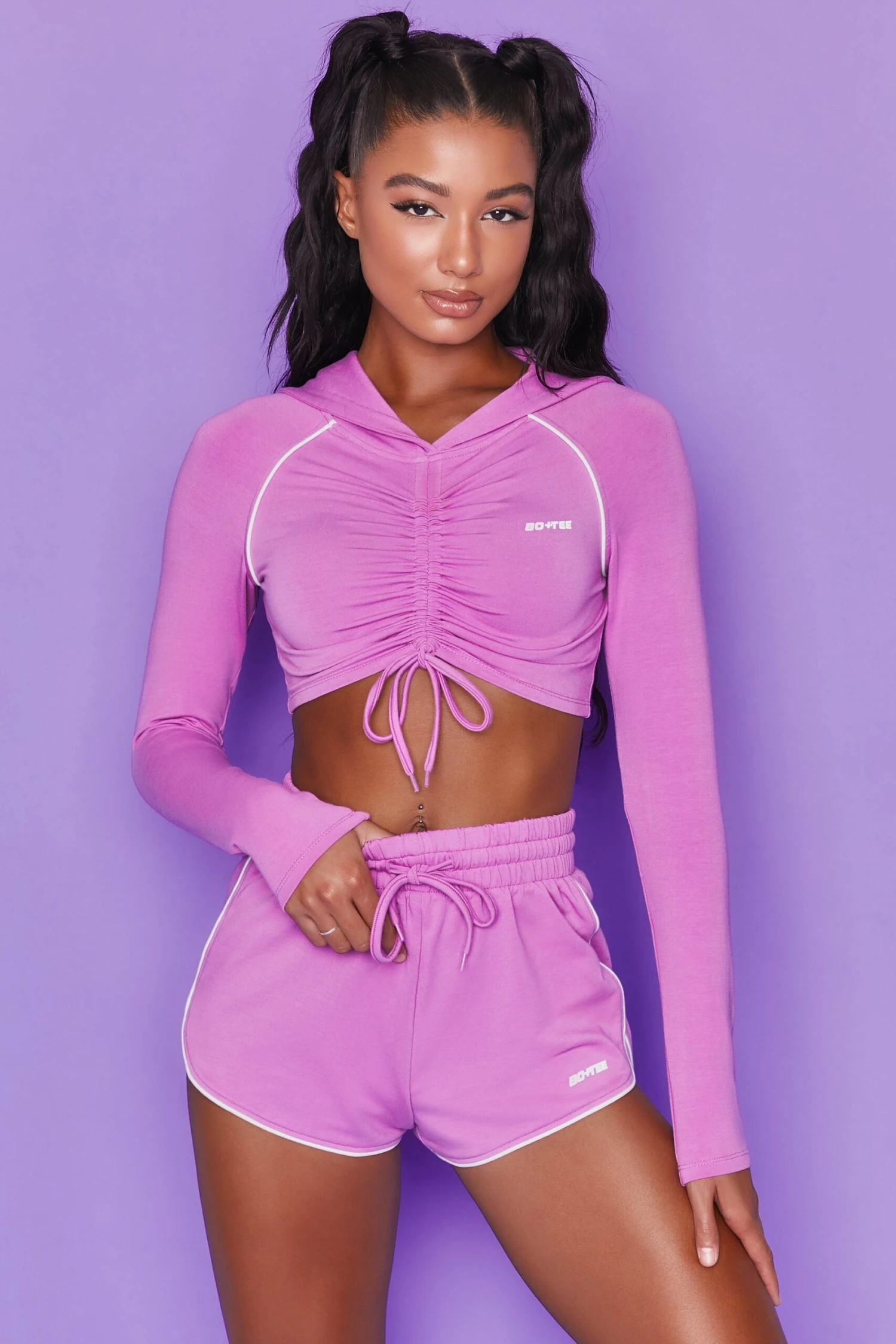 On Track Mini Runner Shorts In Purple 4 On Track Mini Runner Shorts In Purple - Image 2