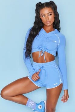 Mini Runner Shorts In Dark Blue -Core Fit Shop bt0019 bt0024 3 dark blue cropped long sleeve ruched top high waisted shorts bo tee 3 320ac7b8 2ca2 407a 8fd1 8fd8891af32e