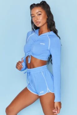 Mini Runner Shorts In Dark Blue -Core Fit Shop bt0019 bt0024 7 dark blue cropped long sleeve ruched top high waisted shorts bo tee 3 1eb3de8a 8d13 437e 89cf bd9890780289