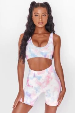 Unleash Seamless Cycling Shorts In Tie Dye -Core Fit Shop bt0020 bt0027 2 tie dye scoop neckline crop top cycling shorts workout set 5