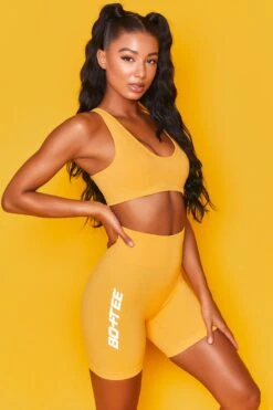 Unleash Seamless Cycling Shorts In Orange -Core Fit Shop bt0020 bt0027 7 orange scoop neckline crop top workout set.jpg 3
