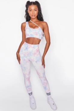 Evolve Seamless Asymmetric Crop Top In Tie Dye