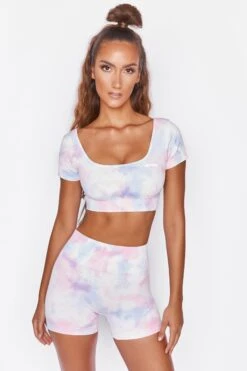 Speed Seamless High Waisted Shorts In Tie Dye 10 Speed Seamless High Waisted Shorts In Tie Dye -Core Fit Shop bt0022 bt0025 4 tiedye short cap sleeve cycling shorts two piece set gym workout wear 3