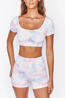 Speed Seamless High Waisted Shorts In Tie Dye 11 Speed Seamless High Waisted Shorts In Tie Dye -Core Fit Shop bt0022 bt0025 6 tiedye short cap sleeve cycling shorts two piece set gym workout wear 3