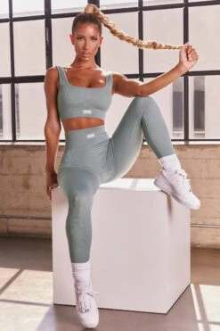 No Sweat Ribbed Scoop Neck Sports Bra In Teal 12 No Sweat Ribbed Scoop Neck Sports Bra In Teal -Core Fit Shop bt0033 bt0034 5 back in gear no sweat blue ribbed crop top leggings workout set 3