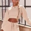 Ribbed Mini Shorts In Cream -Core Fit Shop bt0039 bt0038 1 loosen up at ease cream ribbed crop top sweatshirt drawstring shorts sports gym wear athleisure two piece set