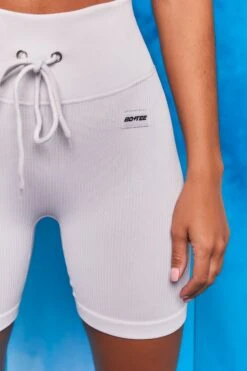 On Repeat Ribbed Tie Front Cycling Shorts In White -Core Fit Shop bt0100 bt0105 5 shape on repeat white racer back sports bra high wasit tie front cycling shorts sportswear set 1