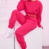 Cropped Sweatshirt In Hot Pink -Core Fit Shop bt0129 bt0130 13 self love take care hot pink heart logo comfy cropped sweater joggers sportswear