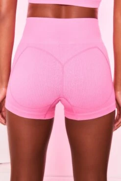 Intense Ribbed Butt Lifting Shorts In Candy Pink 13 Intense Ribbed Butt Lifting Shorts In Candy Pink -Core Fit Shop bt0134 bt0132 7 all for me intense candy pink ribbed stitch detail sports bra high waisted shorts sportswear set