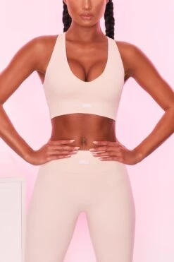 Ribbed Plunge Neck Sports Bra In Cream 14 Ribbed Plunge Neck Sports Bra In Cream -Core Fit Shop bt0135 bt0131 2 be the best strong cream ribbed sports bra high waisted leggings sportswear set 2 1