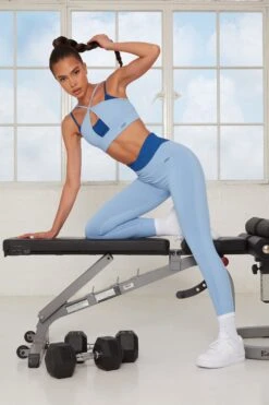 Revive Wrap V Waist Leggings In Blue 13 Revive Wrap V Waist Leggings In Blue -Core Fit Shop bt0143 bt0147 3 revive refresh blue bo tee leggings bra sports set