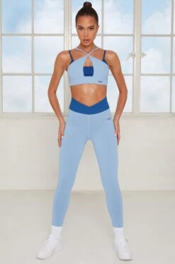 Revive Wrap V Waist Leggings In Blue