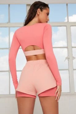Tulip Hem Running Shorts In Pink 10 Tulip Hem Running Shorts In Pink -Core Fit Shop bt0144 bt0141 1 healthy pink double layer shorts alive cutout zip crop top 1