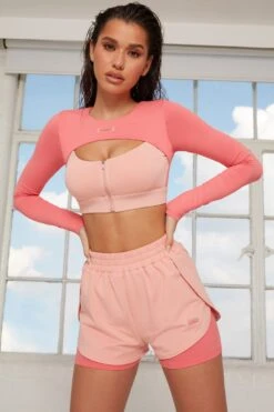 Tulip Hem Running Shorts In Pink