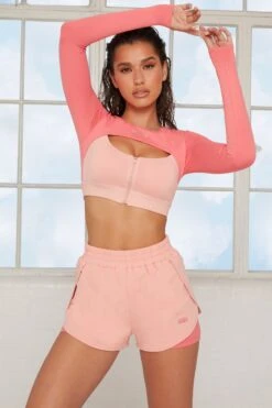 Tulip Hem Running Shorts In Pink 13 Tulip Hem Running Shorts In Pink -Core Fit Shop bt0144 bt0141 7 healthy pink double layer shorts alive cutout zip crop top 1