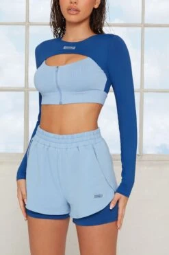 Tulip Hem Running Shorts In Blue 11 Tulip Hem Running Shorts In Blue -Core Fit Shop bt0144 bt0141 9 healthy blue double layer shorts alive cutout zip crop top 1