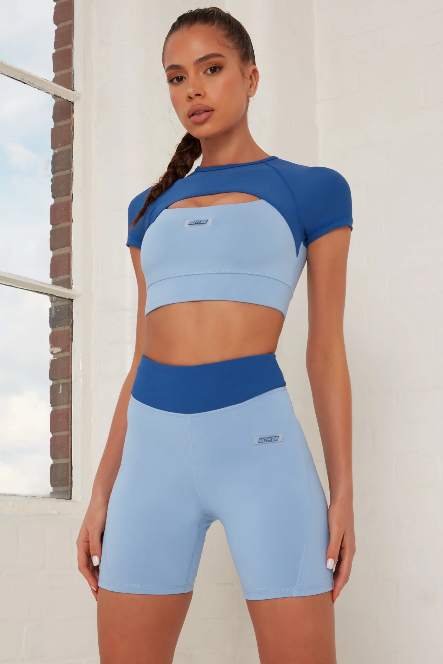 Contrast Waist Cycle Shorts In Blue 3 Contrast Waist Cycle Shorts In Blue
