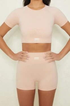 Seamless High Waisted Shorts In Blush 9 Seamless High Waisted Shorts In Blush -Core Fit Shop bt0153 2 confidence blush shorts