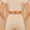 Seamless High Waisted Shorts In Beige -Core Fit Shop bt0153 4 confidence beige shorts