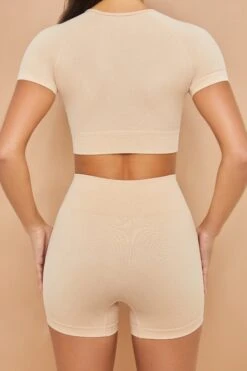 Seamless High Waisted Shorts In Beige