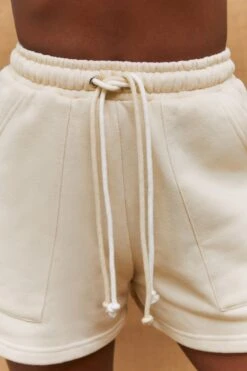 Pocket Jogger Shorts In Sand -Core Fit Shop bt0195 3 process sand double drawstring loose fit shorts