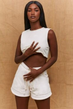 Pocket Jogger Shorts In Ivory -Core Fit Shop bt0195 3 process ivory shorts