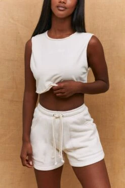 Pocket Jogger Shorts In Ivory -Core Fit Shop bt0195 4 process ivory shorts