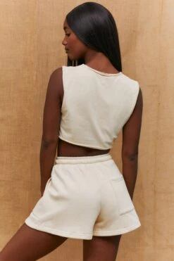 Pocket Jogger Shorts In Sand -Core Fit Shop bt0195 5 process sand double drawstring loose fit shorts