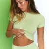 Stay On Top Baby Tee In Lime -Core Fit Shop bt0200 6 stay on top lime bo tee embroided logo short sleeve crop top 1
