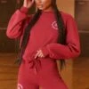 Sweat Shorts In Burgundy -Core Fit Shop bt0203 bt0205 2 recharge heavyweight burgundy long sleeve sweater shorts sports two piece set 1
