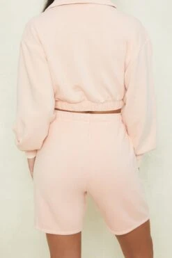 Tie Waist Jogger Shorts In Blush