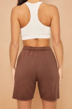 Tie Waist Jogger Shorts In Brown
