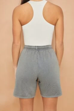 Tie Waist Jogger Shorts In Grey