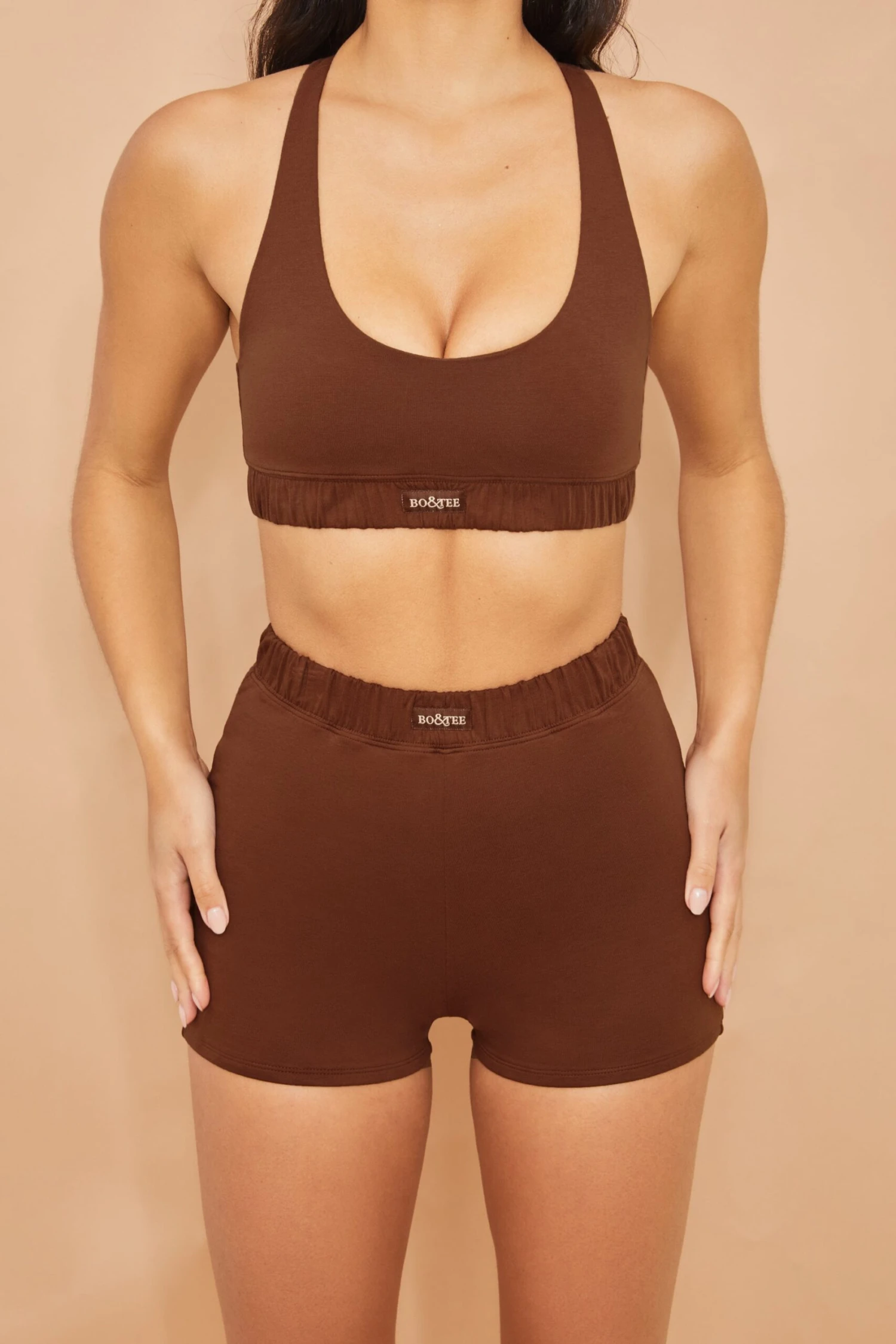 High Waisted Mini Shorts In Brown 4 High Waisted Mini Shorts In Brown - Image 2