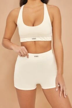 High Waisted Mini Shorts In Cream 10 High Waisted Mini Shorts In Cream -Core Fit Shop bt0227 2 wind down cream shorts